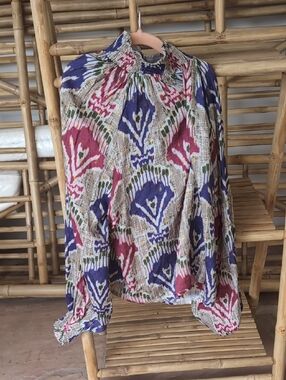 Oliphant Boho Printed High-Neck Women’s Blouse – Multicolor